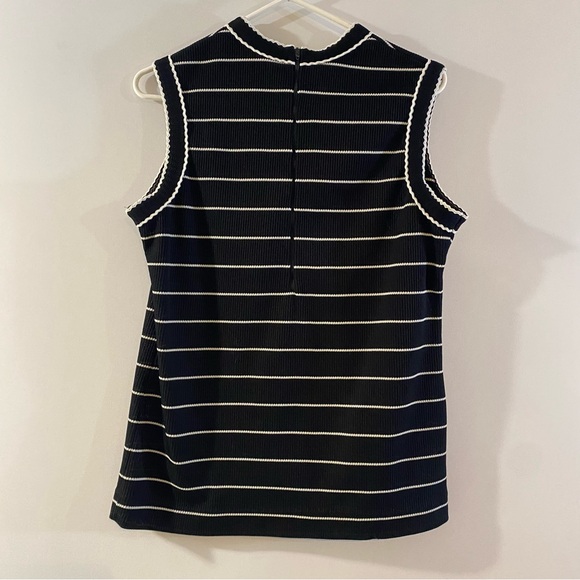 Vintage Knits by Magda Black White Striped Cowl Neck Textured Sleeveless Top - Picture 2 of 7